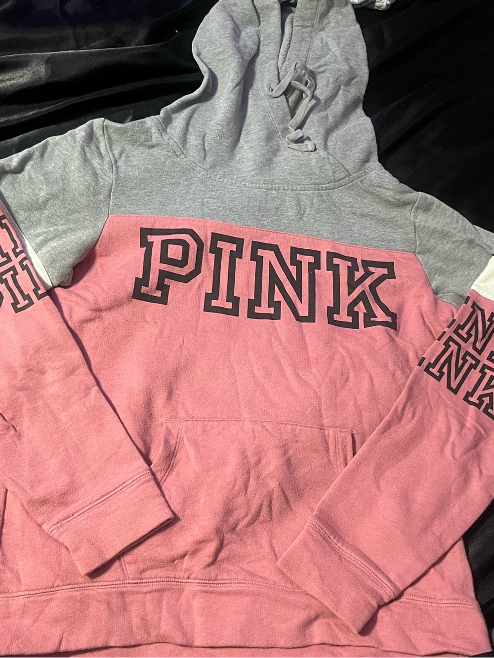 PINK Colorblock Hoodie - Pink and Gray Sweatsuit Set